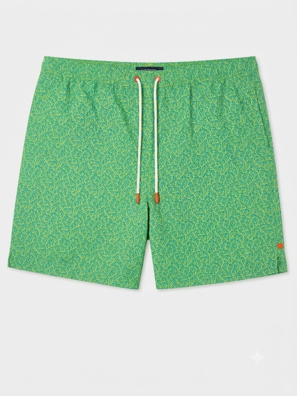 Swims Green Patterned Swim Trunks w/ White Drawstring and Orange Accents NWT XL